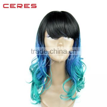 Long Wavy Black Ombre Lace Front Wig Synthetic Hair Wig for Women