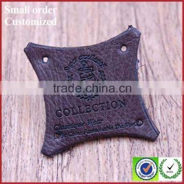 Hot stamp genuine brown embossed shoe leather label