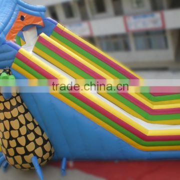 Coconut trees Double inflatable dry slide for amusement climbing mountain