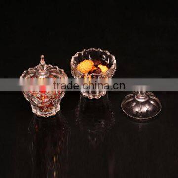 hot sale 2pcs crystal glass candy jar set sugar storage bowl glassware