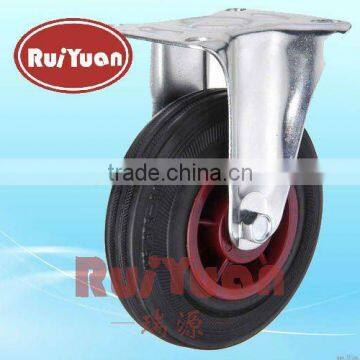 Black Rubber fixed Standard castors and industrial