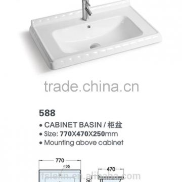 FOSHAN LELIN ceramic L770mm cabinet basin small size vanities top bathroom basin of LT-029