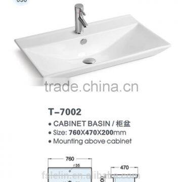 FOSHAN LELIN ceramic L760mm cabinet basin small size vanities top bathroom basin of LT-036