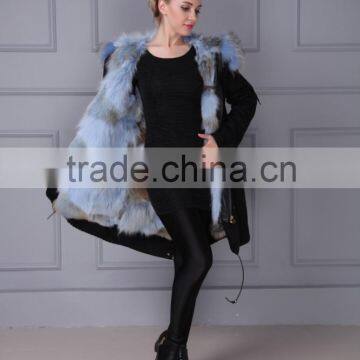 Hot Sale Wholesale Cotton Winter Coat Real Fox Fur Lining Parka for Women and Men photo-3