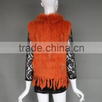 Sleeveless Womens Genuine Rabbit Fur Knitted Vest Girls Raccoon Fur Vest photo-4