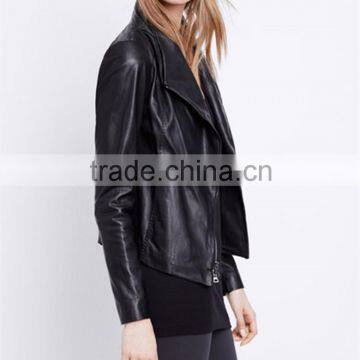 China Wholesale Supplier Cool Shinny Black Pu Leather Jacket For Women photo-4