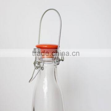 Kitchenware Storage Glass Bottle Empty Clear Glass Milk Bottle With Handle Clip Glass Canister Supplier's Choice photo-3