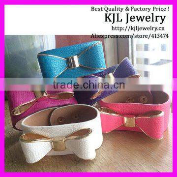 GZKJL-BL0109 Mixed colors women Leather bracelet, leather bow bracelet