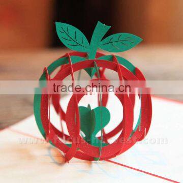 Handmade Card Blessed Christmas Apple Card Santa Fesitival Decorations 3D Hollow Kirigami Apple Style Pop Up Postal Cards photo-4