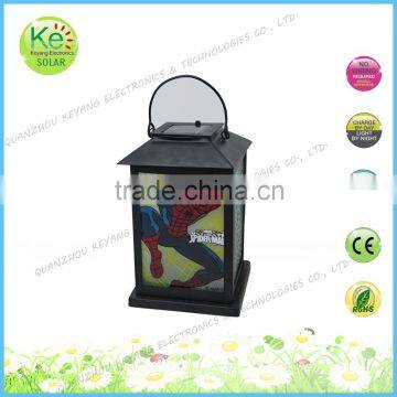 Metal lantern with spider man pattern Solar LED table light