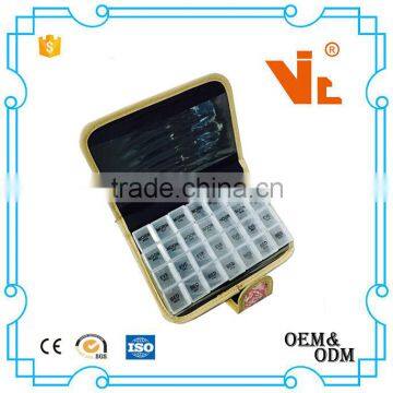 V-PB030 Custom Printing 28 Compartments Notebook PU Leather 7 Day Pill Box photo-4