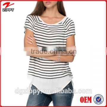 Stretch jersey 2015 new arrival hot selling short sleeve blouse women shirt model