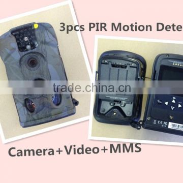 Digital Video&MMS Infrared Trail Wildlife Remote Cellular Scouting Camera with Programmable 5 or 12-Mega3pcs PIR Motion Detect