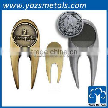 customized metal golf divots, custom high quality antique brass/nickel golf divot tools