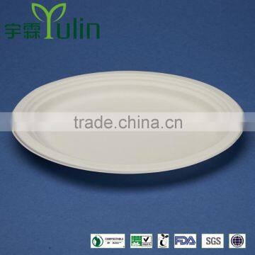 PL-12-E Bagasse ellipse white plates