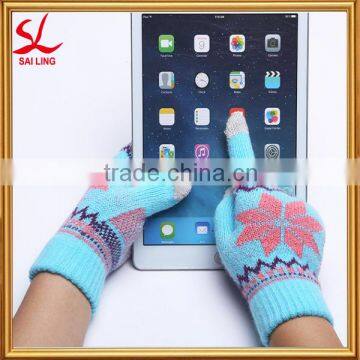 Jacquard Knitting Machine Made Winter Gloves Touchscreen Gloves For iPhone