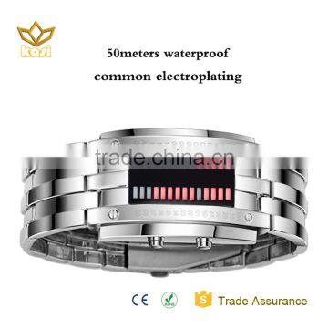 Hot Sell Red Led Digital Watch Water Risistant Watch 50M Electroplating Ally Silver Watch