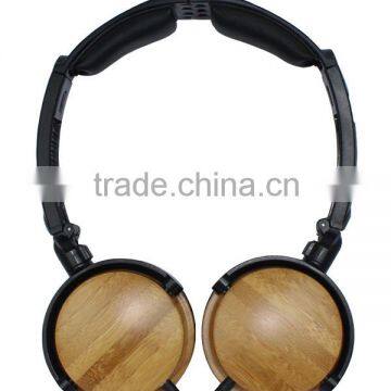 Foldable wood headsets with braid cable Shenzhen factory