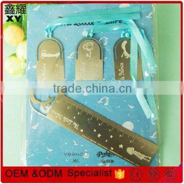 2016 hot selling metal ruler shape bookmark for student,office