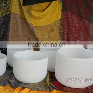 One Set 7pieces Frosted Quartz Crystal Singing Bowls C D E F G A B Musical Note photo-3