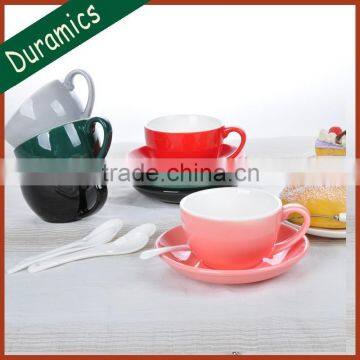 Colorful popular 225ml ceramic coffee cup and saucer / coffee mug