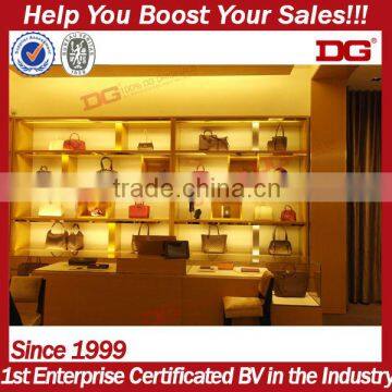 Trade show retail store wood mdf handbag display shelf