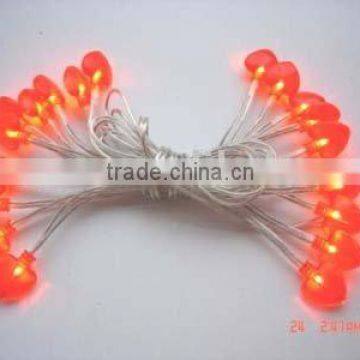 Battery LED string light-20 orange heart decorations