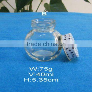 40ml oval candy glass jar with sweet cap