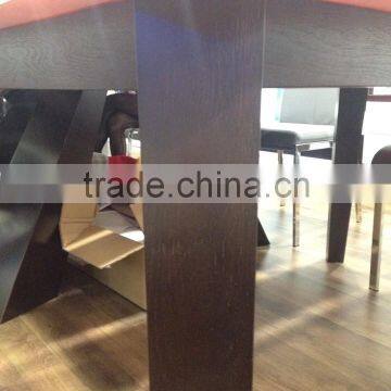 TB Rectangle Glass Top Wooden Dining Table Leather Chair Brown Wood Dinette Sets photo-5