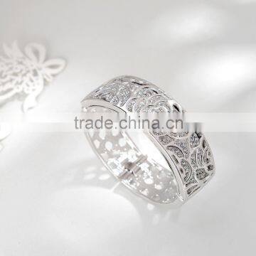 925 Solid Silver White Flower Bangle Infinity Bangles Bracelet B0802 photo-3