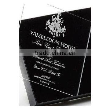 Fashional Black White Wedding Invitation Card 5mm Plexglass Invitation Card