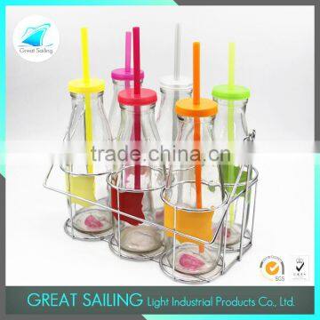 2016 New Year Product 1 Liter Transparent Milk Glass Bottle With Metal Screw Cap