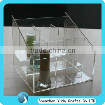 clear round silver plexiglass perfume display acrylic cosmetic display holder hot sale