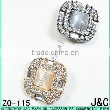 square shaped black diamond cat eye stone with Rhineston Zamac button