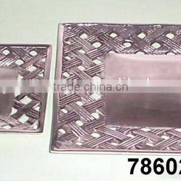 Table Decoration Aluminium Metal Six Column Fruit Tray Rectangular Shiny Mirror Polish photo-6