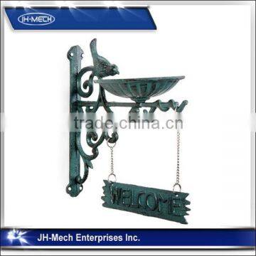 Cast Iron Bracket 'Welcome' Sign & Bird Feeder