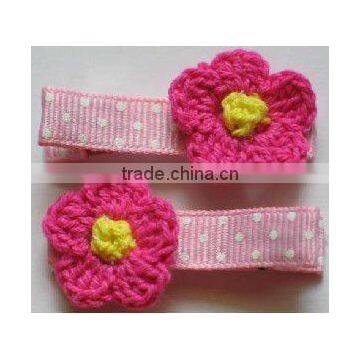 Flower Grosgrain Ribbon Full Lined Alligator Hair Clip (FCK-101070050-B)