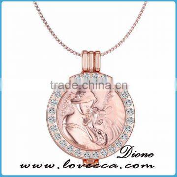 DIY Gold/Rose Gold/Platinum Coin Holder Necklace with Beauty Angel Portraits