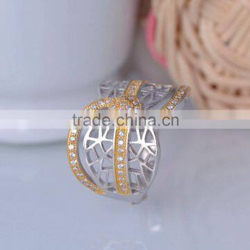 Pure Silver Irregular Vein x Letter Ring With Gold Plated for Women photo-3