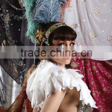 ZPDECOR No.1Feather Supplier in China Goose Feather Size 15-20 cm Beige Feather Trimming Fringe photo-5