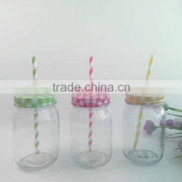 wholesale 16oz glass mason jars with straw lid as mason jars wholesale with metal lid