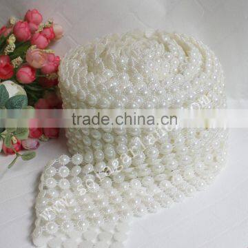 10 Yard/Roll Wholesale White Pearl Mesh Trimming Ribbon Flat Back Wrap Roll Wedding Decoration