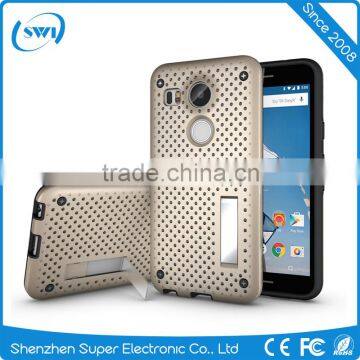 Cell Phone Accessories Dual Layer Kickstand Mesh Cover Case for Nexus X5 photo-4