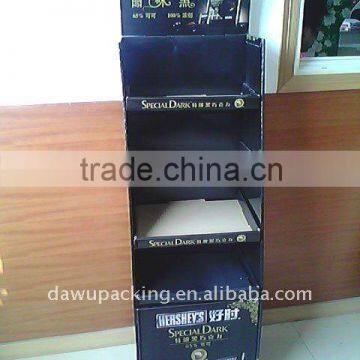 4 tiers of cardboard floor display rack for chocolate promotion in supermarket