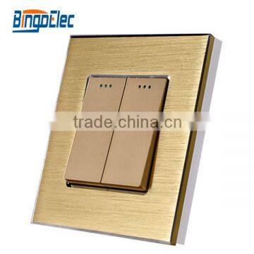 Aluminum panel 2gang 2way push button wall switch