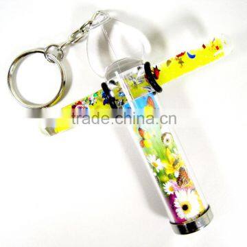 Gift promotional keychain - 9.9cm T shape acrylic kaleidoscope