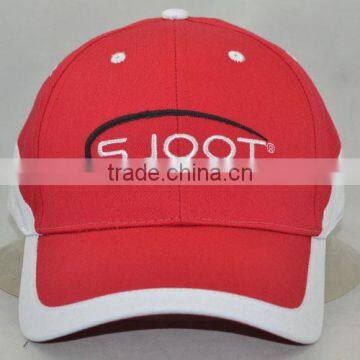 Guangzhou hat factory professional custom 6 panel / 100% cotton / / embroidery logo/red and white baseball cap