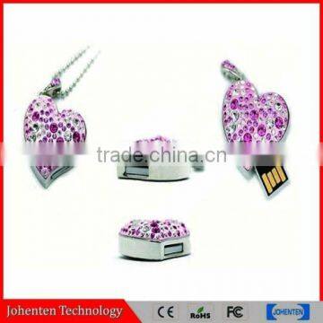 High quality gift Jewelry Heart shape USB pen drive,8 gb usb stick