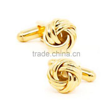 High End Stainess Steel Gold Plated Knot Cufflinks for Men Shirt