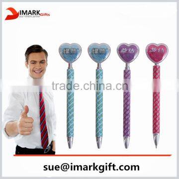 heart shaped top button ball pen for promotion